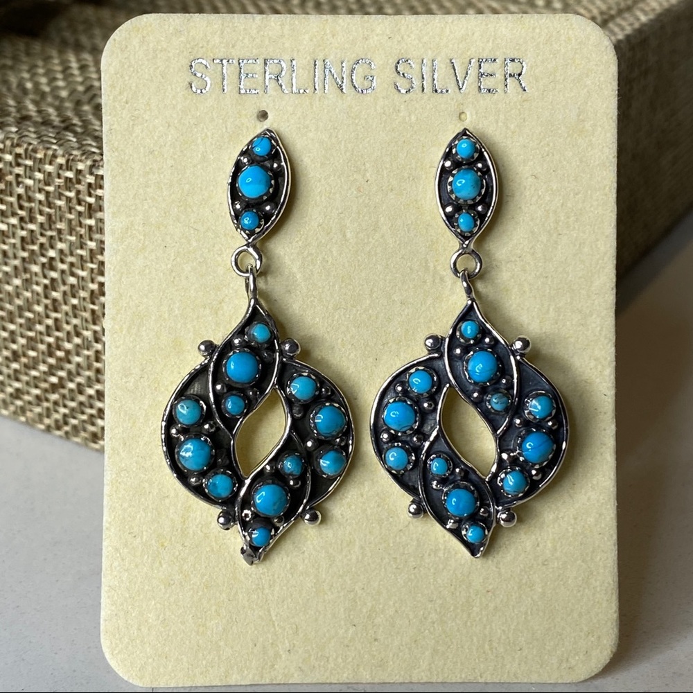 Kingman Turquoise Earrings in Sterling Silver